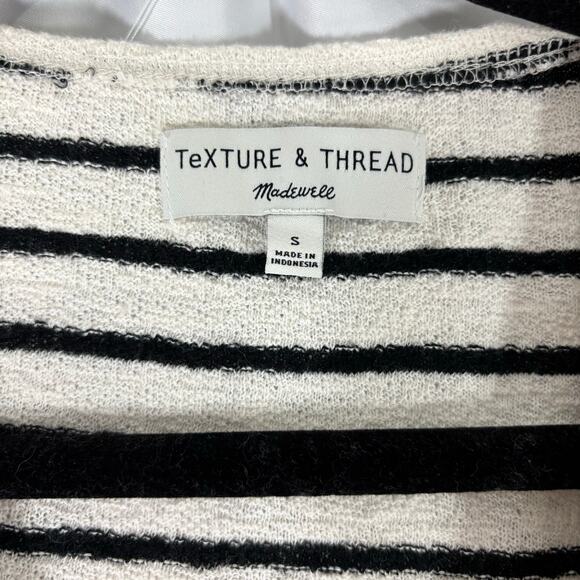 Madewell Texture & Thread Black White Striped Short Sleeve Wrap Shirt Small - Picture 4 of 4
